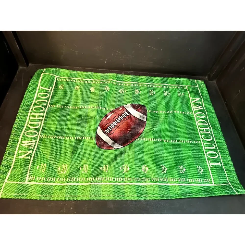2103. Football Themed Fabric Table Runner and 4 Placemats Party Decor Game Day